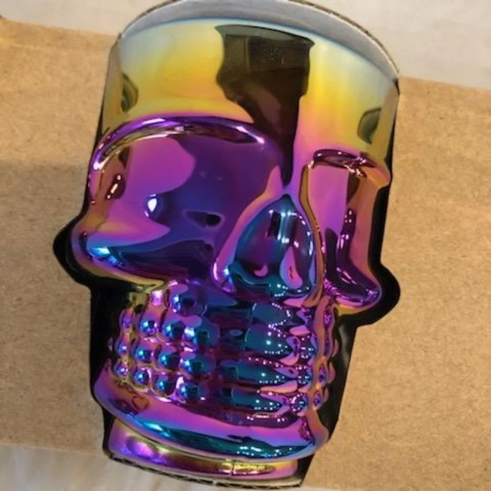 Set of 6 Rainbow Luster Skull Shot Glasses